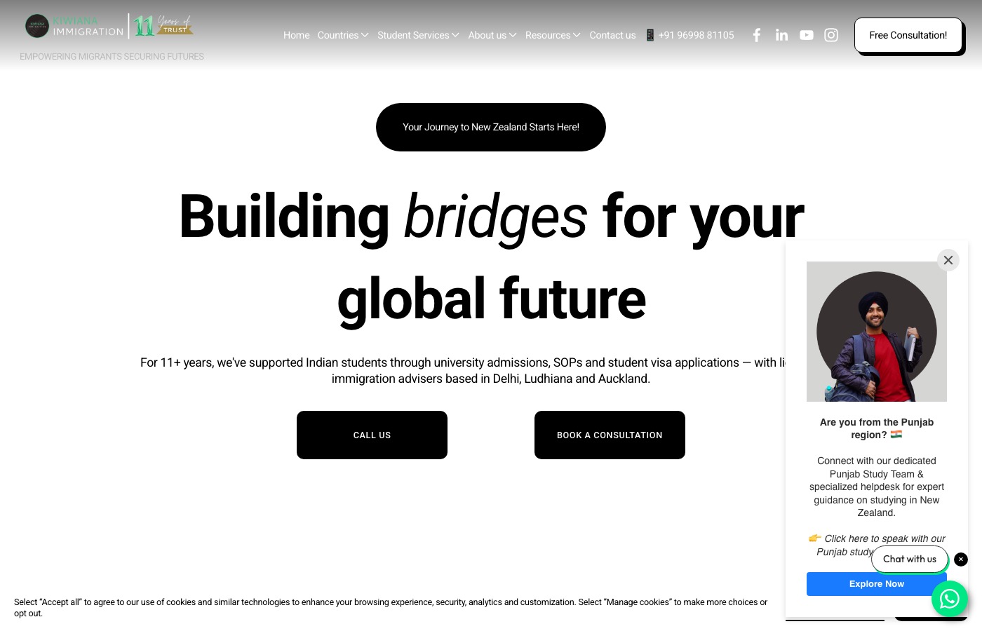 Kiwiana Immigration (India) website